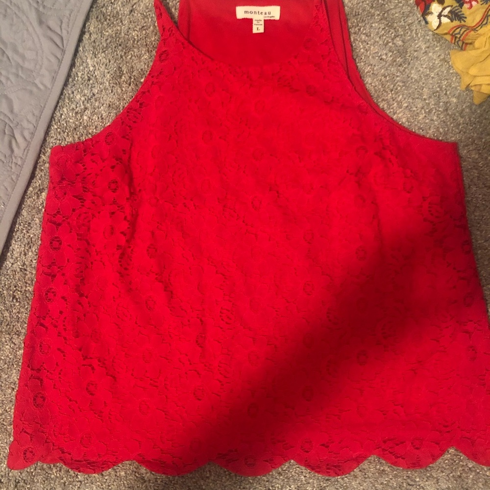 Red lace blouse